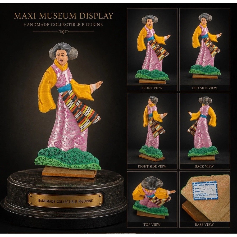 Vintage Tibet House Emporium New Delhi Handmade Textile Folk Art Figurine